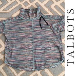 TALBOTS T cowl neck sweatshirt 3XP Aqua/pink